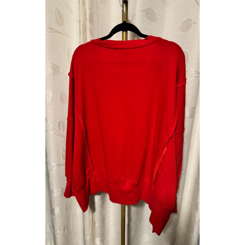 Free People We The Free Camden Sweatshirt, Flame Red, Size M - Picture 5 of 5